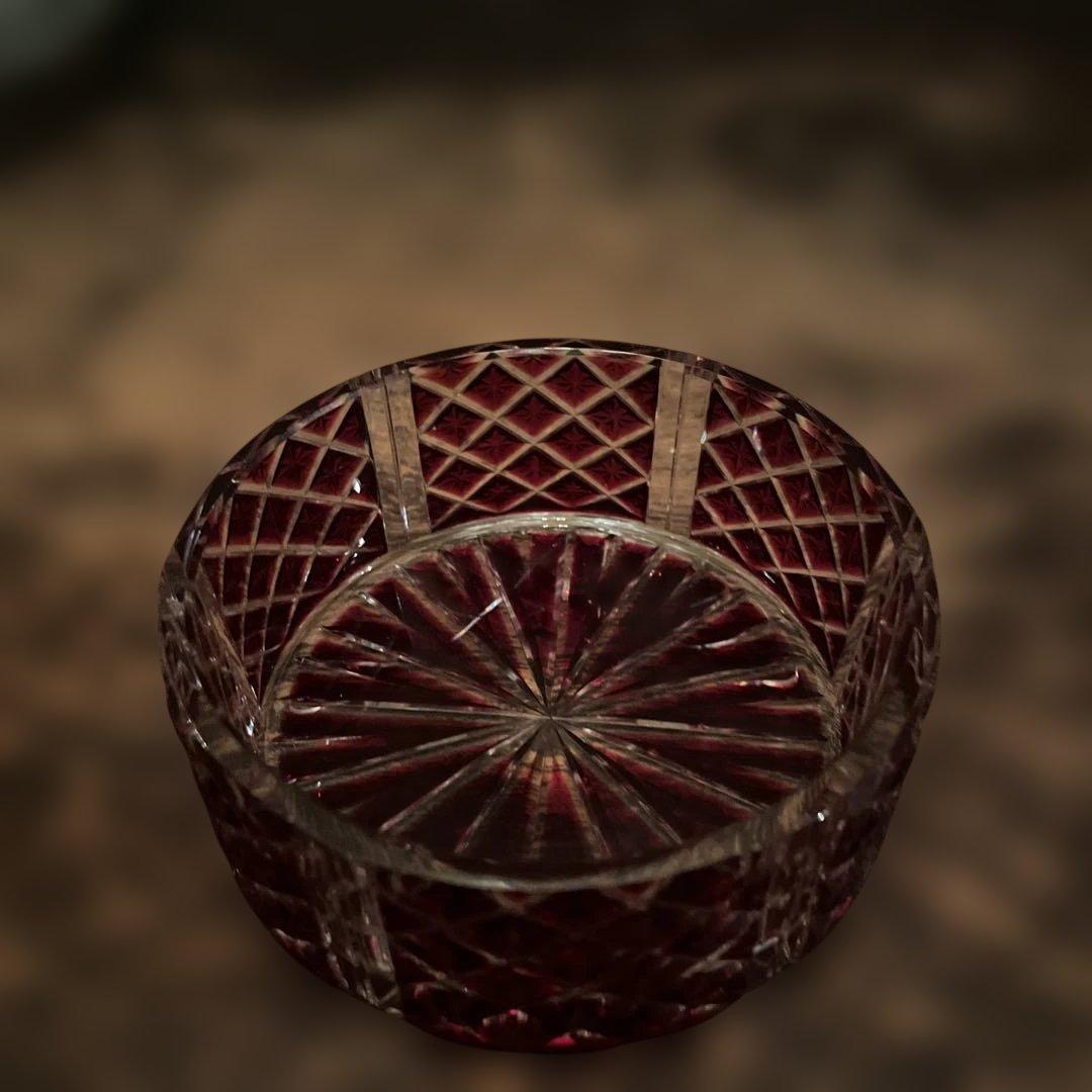 年初お値下げ　伝匠　薩摩切子　三段重　赤　（秀逸品）