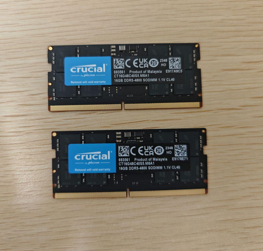 メモリー Crucial 32GB DDR5 SODIMM (16GB*2)