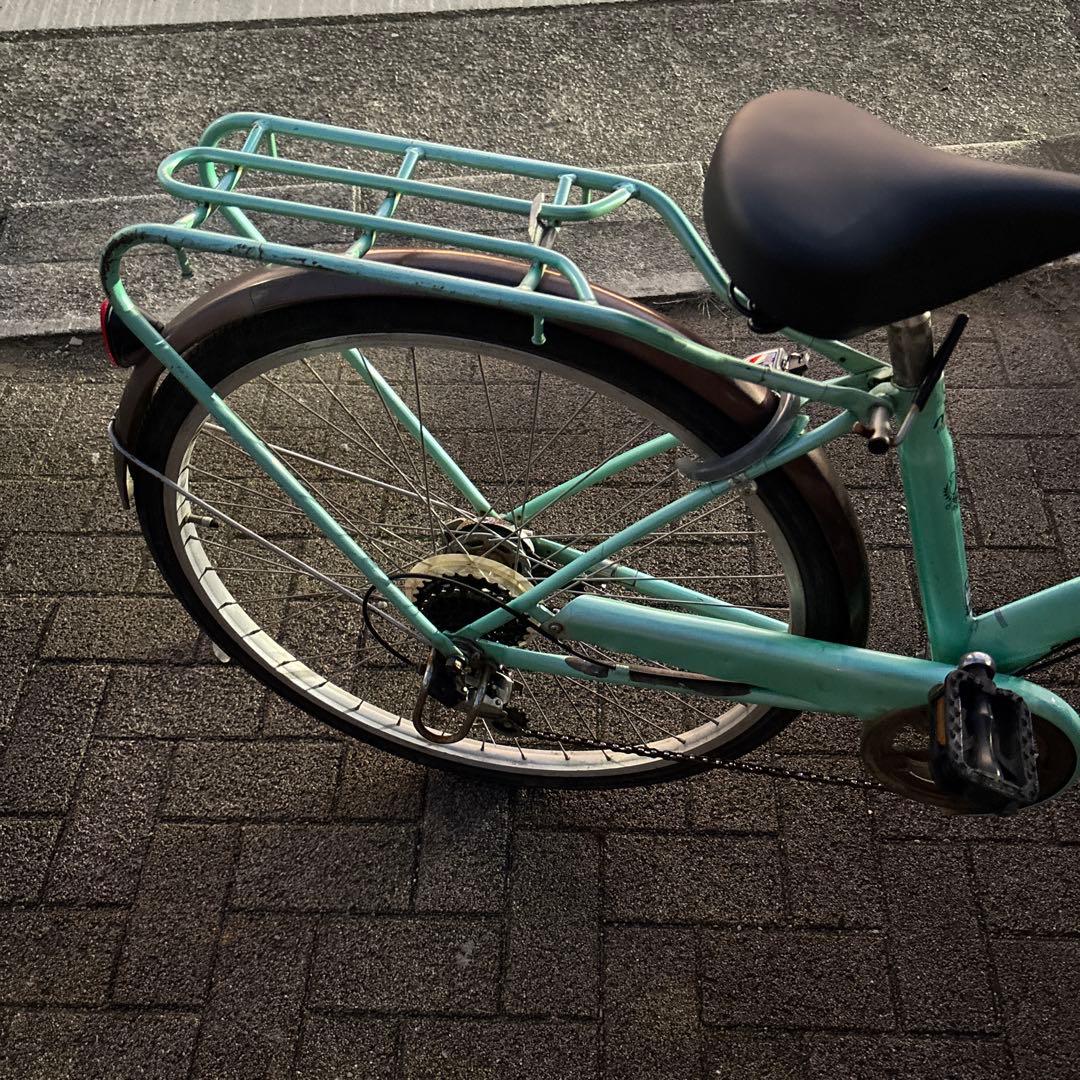 【直接の引き渡し】26インチミントグリーン 前面バスケット付き