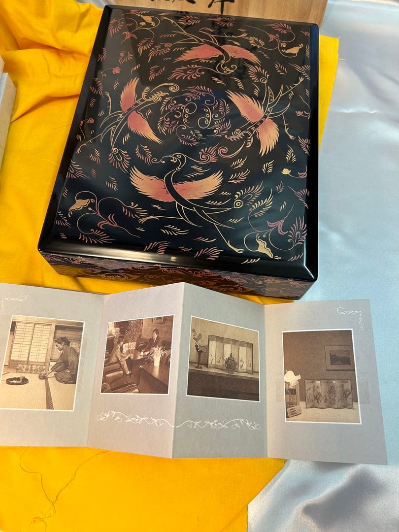 未使用　正倉院蔵　忍冬鳳凰密陀絵柄文庫　漆塗　蒔絵　八寸屏風　伝統工芸　宝物