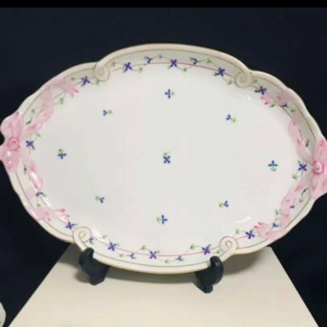 ヘレンド      コーンフラワー　矢車菊　テテアテテ　トレイ付きセット