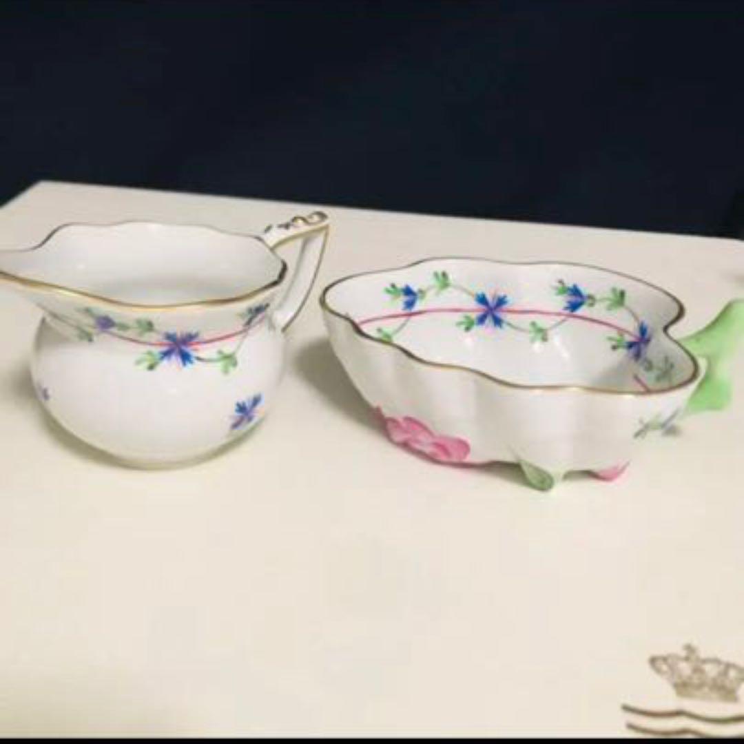 ヘレンド      コーンフラワー　矢車菊　テテアテテ　トレイ付きセット