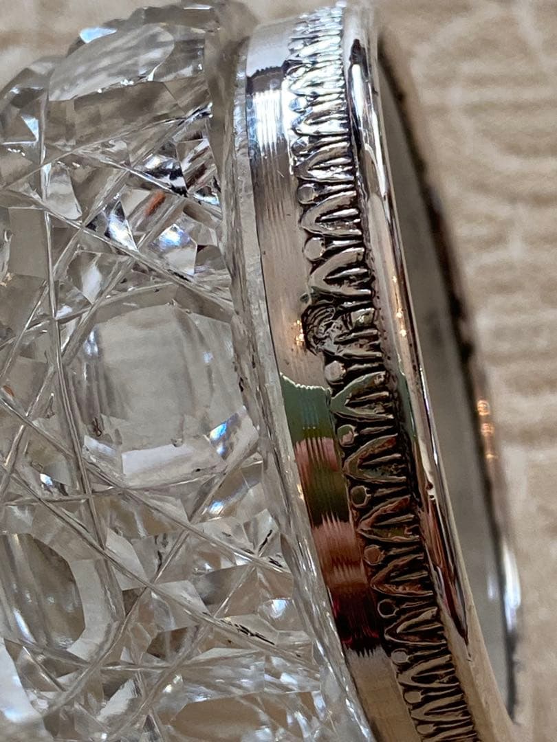 【フランス製】純銀 クリスタル／ソルトセラー 調味料入れ 箱入４個セット／バカラ