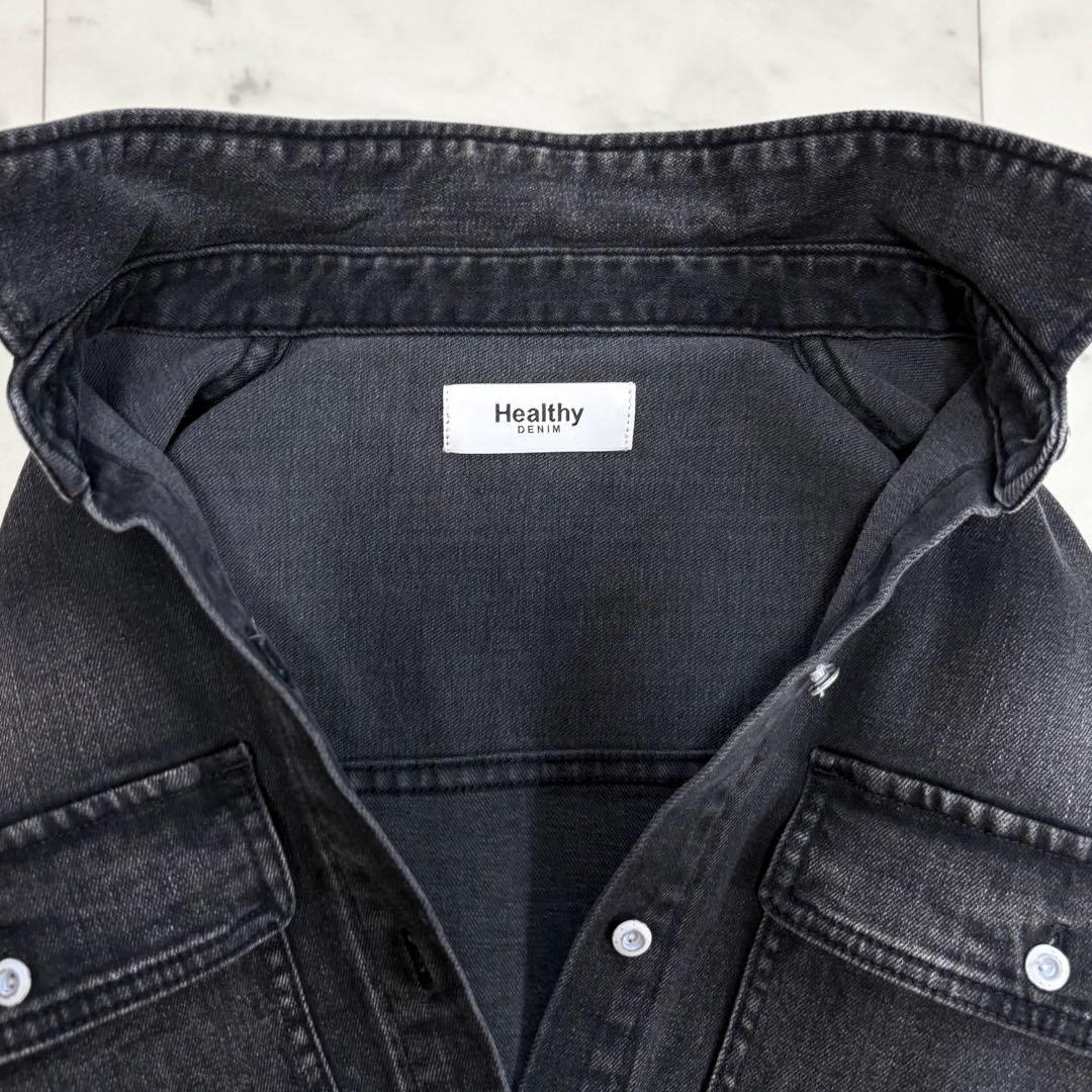 極美品✨ヘルシーデニム　アーモンド　デニムシャツ　オーバーサイズ　ゆったり　黒