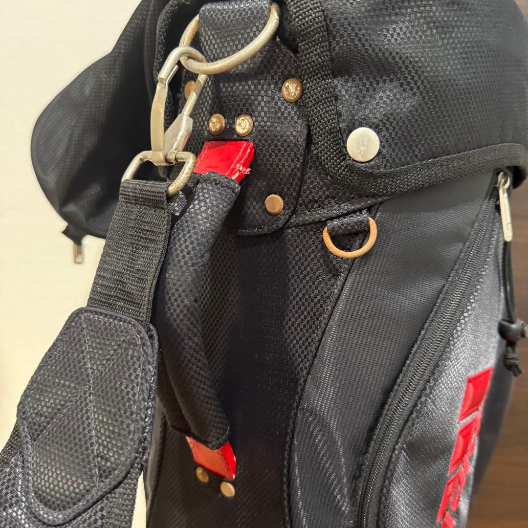 adidas キャディバッグ 黒/赤 ストライプ