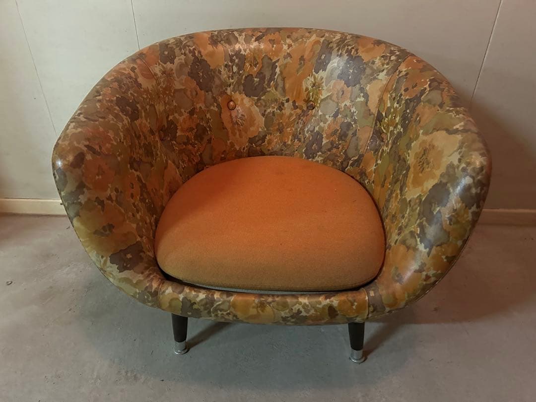 たのメル便送料込み☆昭和レトロ　花柄　ソファ　スペースエイジ