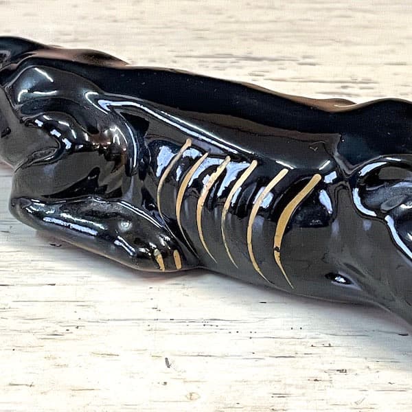 ビンテージ　ブラックパンサー２体セット　陶器　置物　黒豹