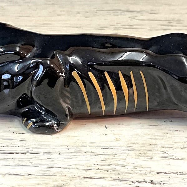 ビンテージ　ブラックパンサー２体セット　陶器　置物　黒豹
