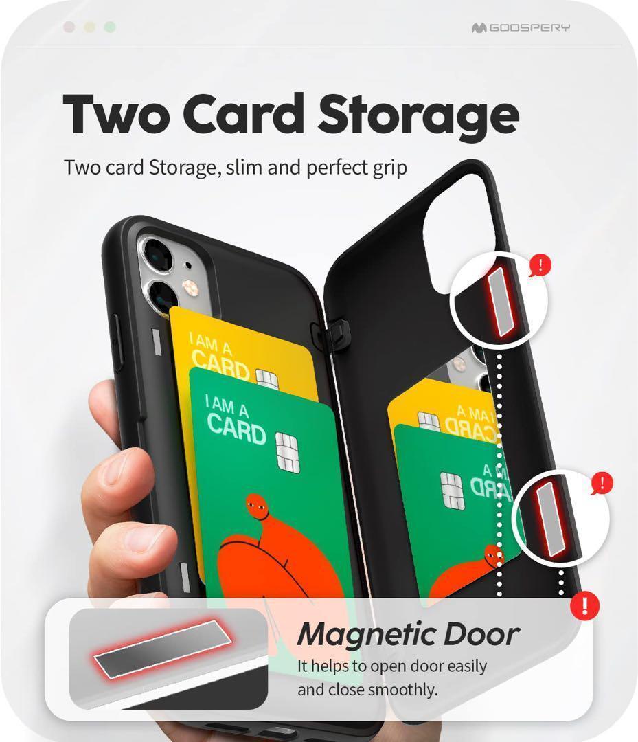 Goospery iPhone 11 ケース 背面 カード 収納 マグネット式