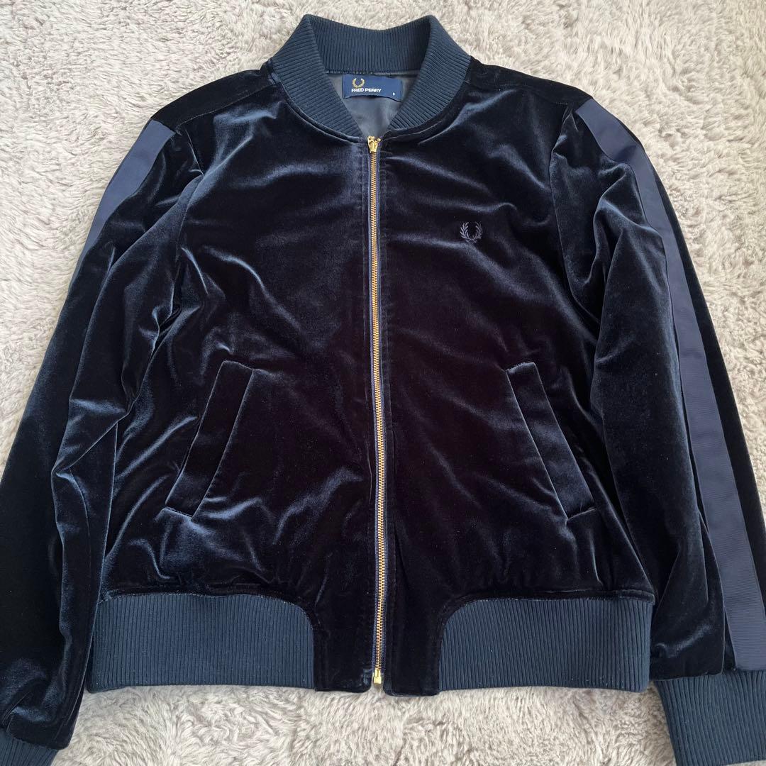 FRED PERRY ベロアブルゾン ジャージ ネイビー　8 美品