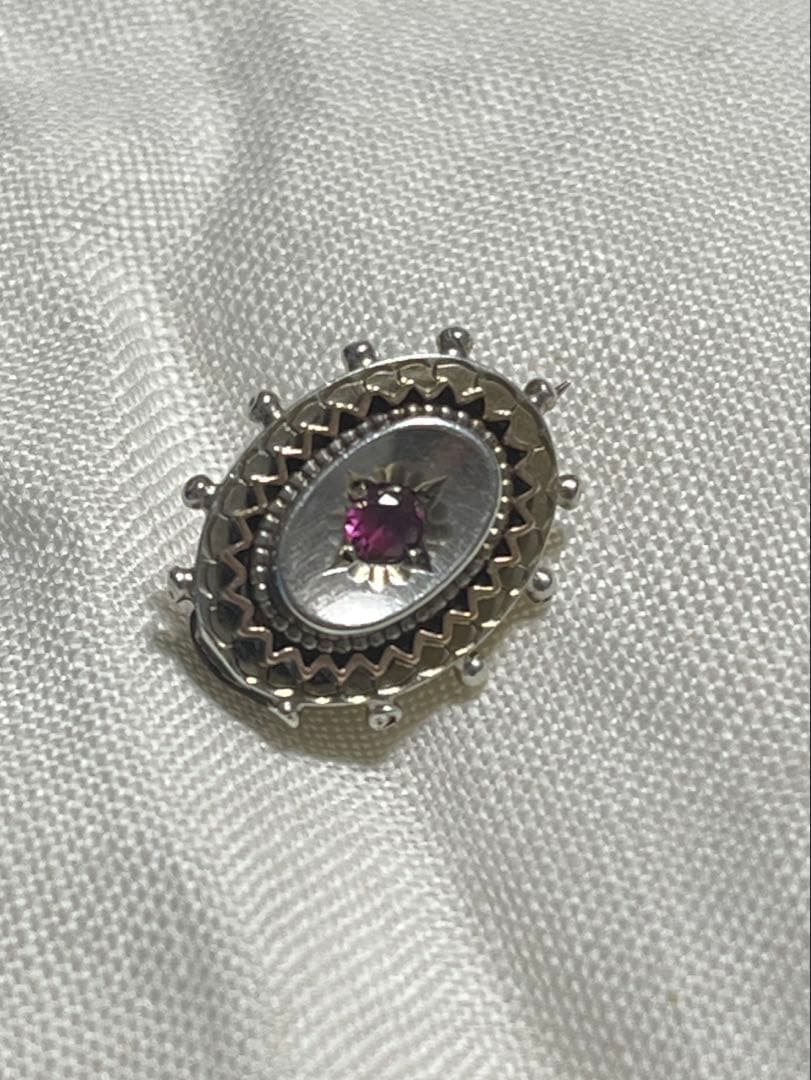 英国アンティーク ロードライトガーネット シルバーミニブローチ