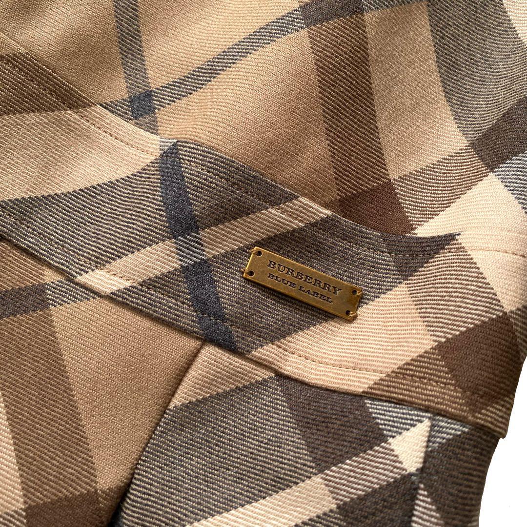 未使用品 バーバリーブルーレーベル ノバチェック ワンピース 36 ロゴプレート