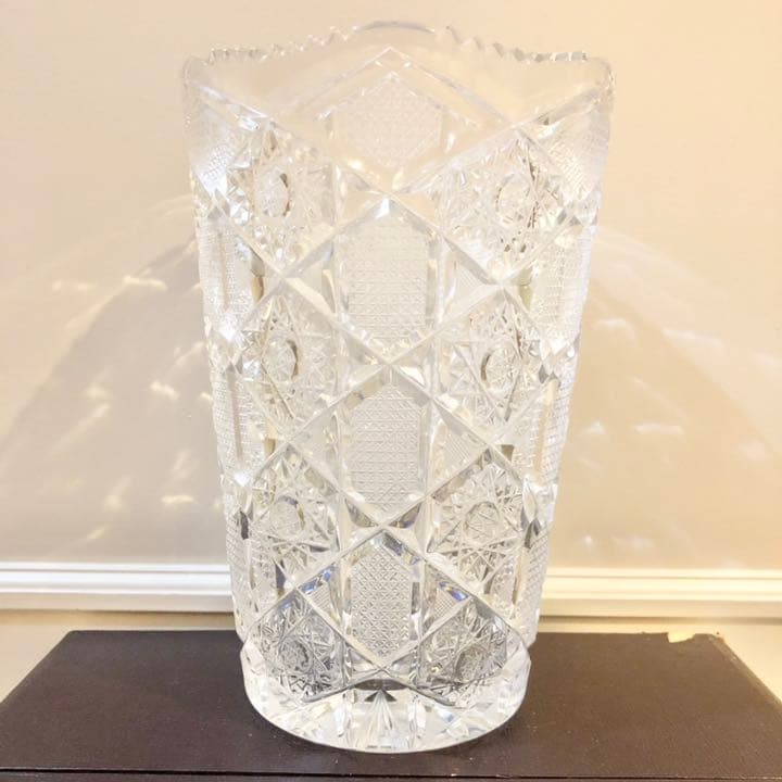 #38 ボヘミア　ガラス　花瓶　花器　Bohemia ハンドカット　クリスタル