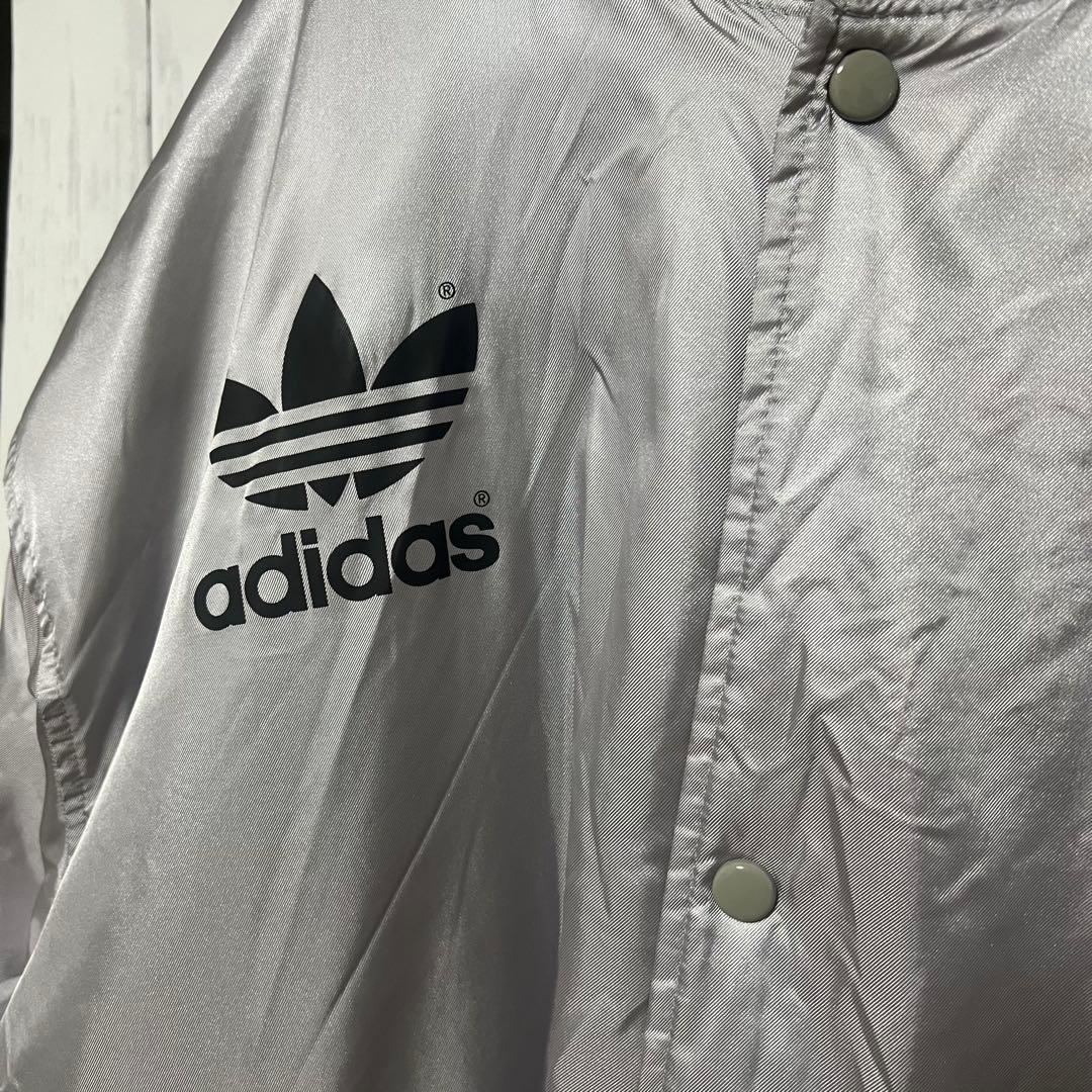 90s adidas アディダス ベンチコート ロング 裏ボア シルバー L