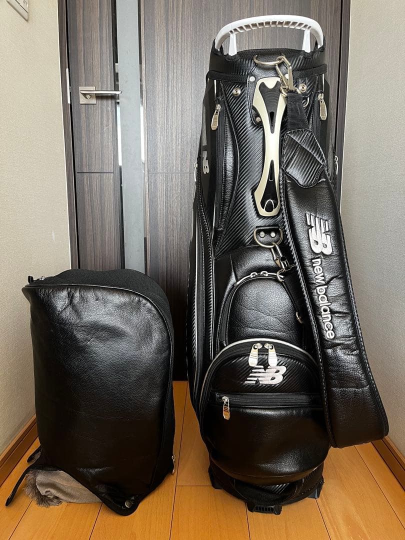 良品　人気ニューバランスゴルフ 9.0型 カート型キャディバッグ 　レザー調　黒