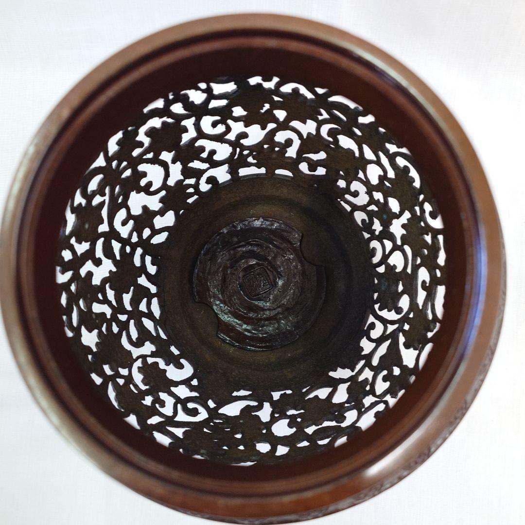 生け花 唐草透かし薄端 焼型 唐金製