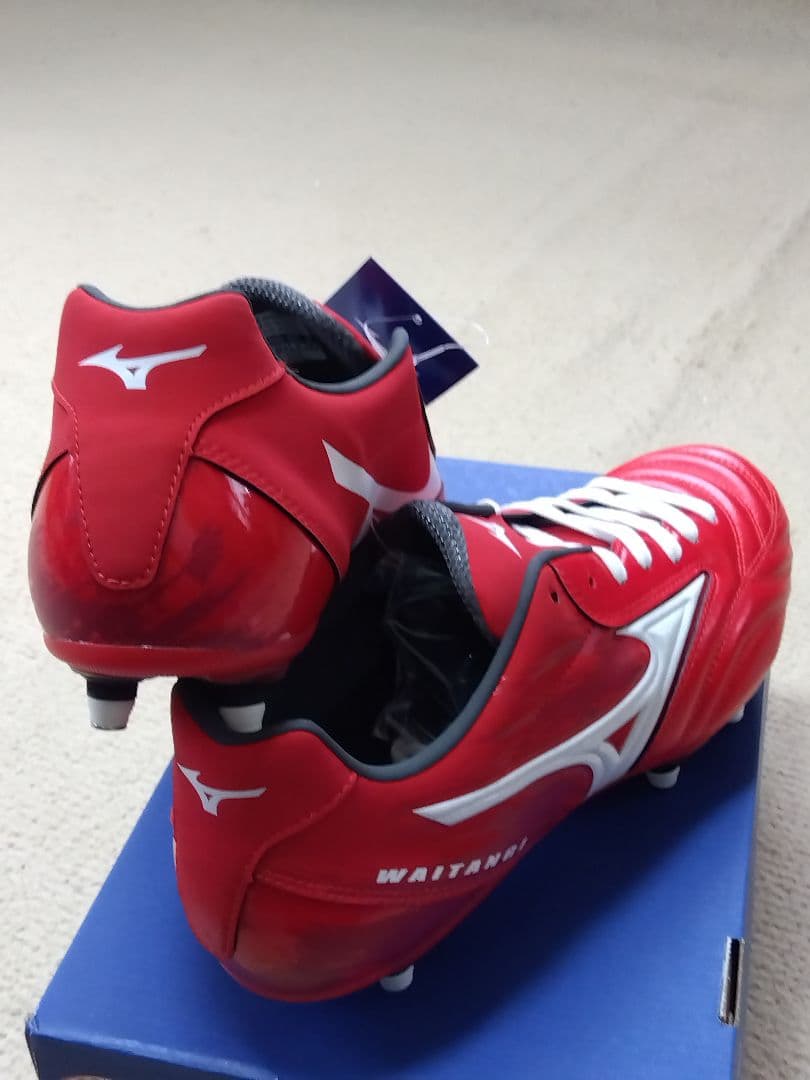 ラグビースパイク／ミズノ／28.5／赤×白／R1GA190001／新品・未使用品