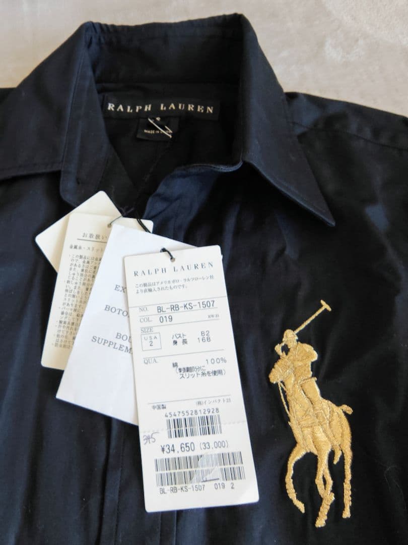 定価34650円　未使用　ラルフローレン 長袖シャツ ビッグポニー刺繍 黒