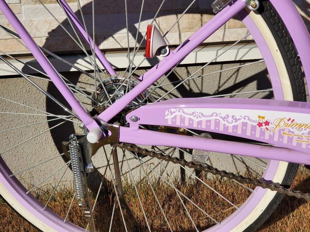 自転車 バスケットカゴ付き 24インチ パープル 変速なし