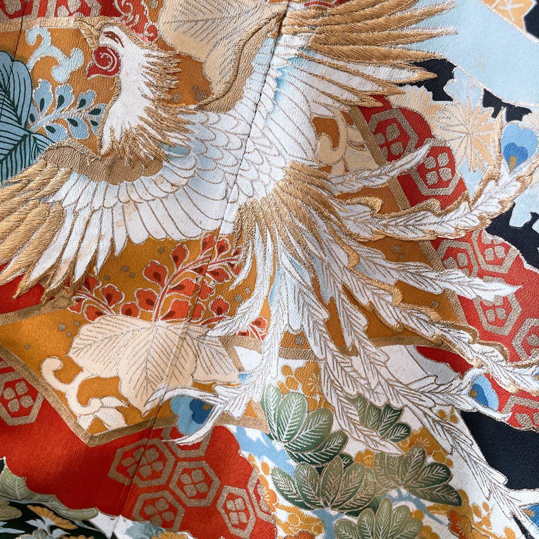 留袖着物ガウン ドレスガウン 羽織 着物リメイク 和装 黒 B80119