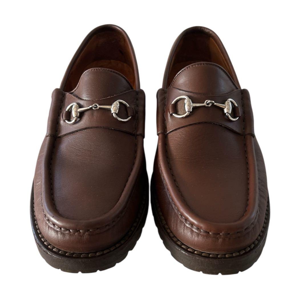 グッチ　ビットローファー　レザー　ブラウン