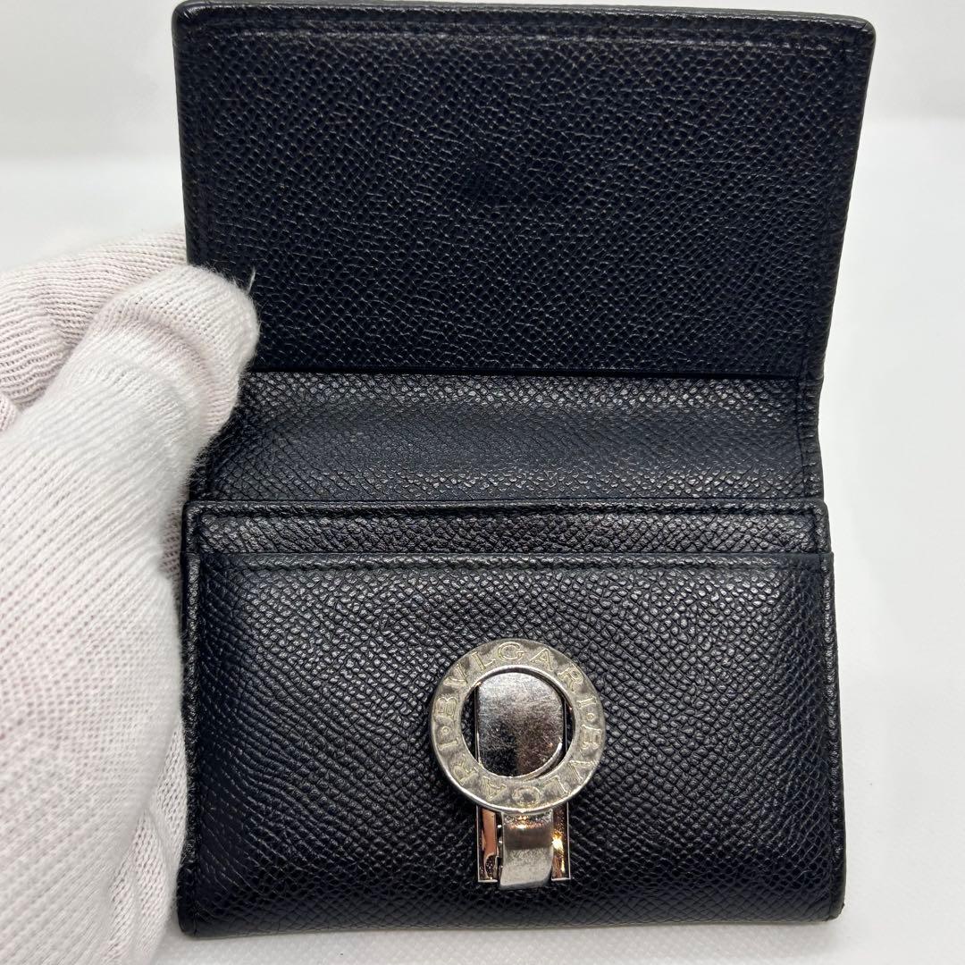 【極美品】ブルガリ カードケース 名刺入れ 小銭入ブラックレザー