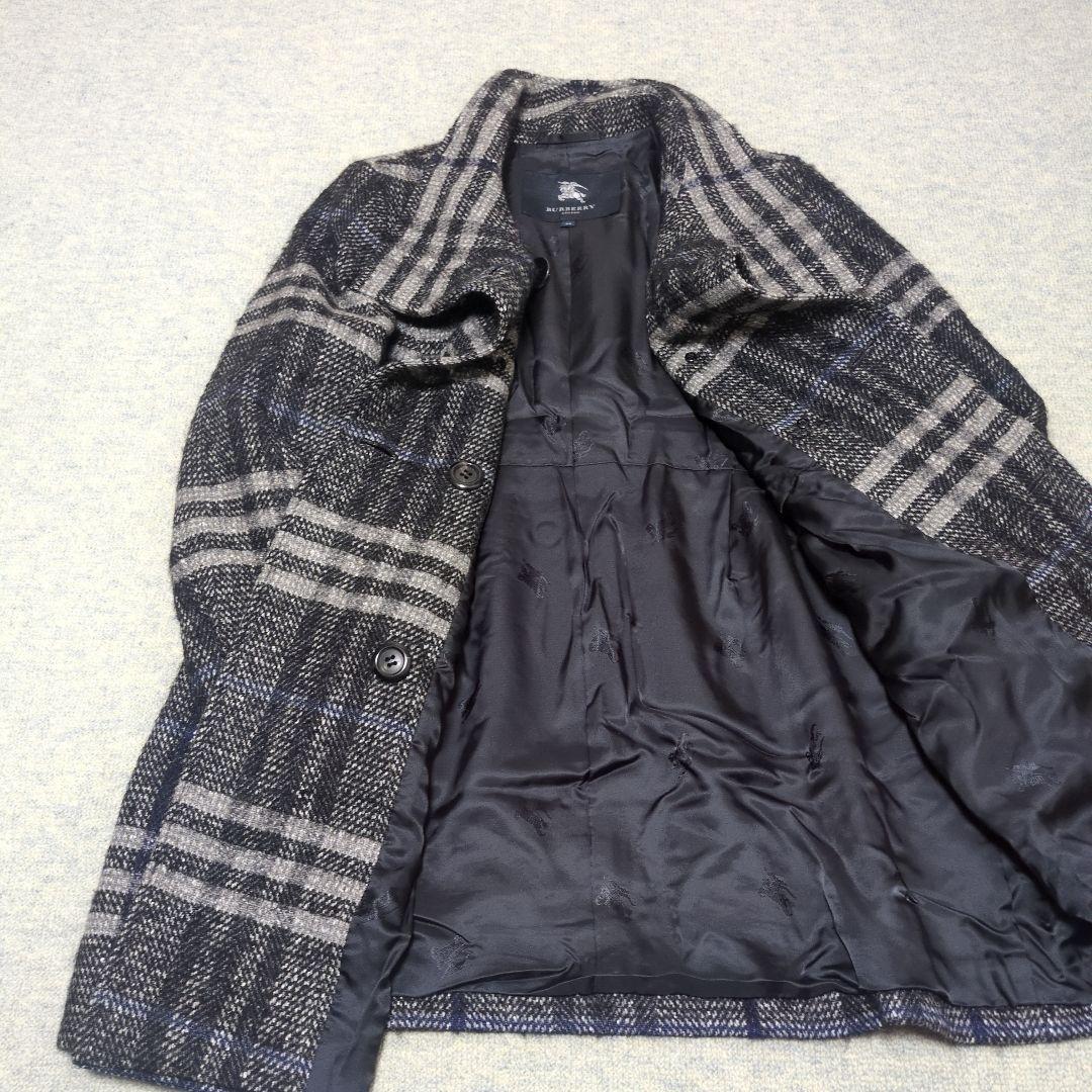 バーバリーロンドン モヘヤ混 ウールコート ノバチェック シャドーホース 44