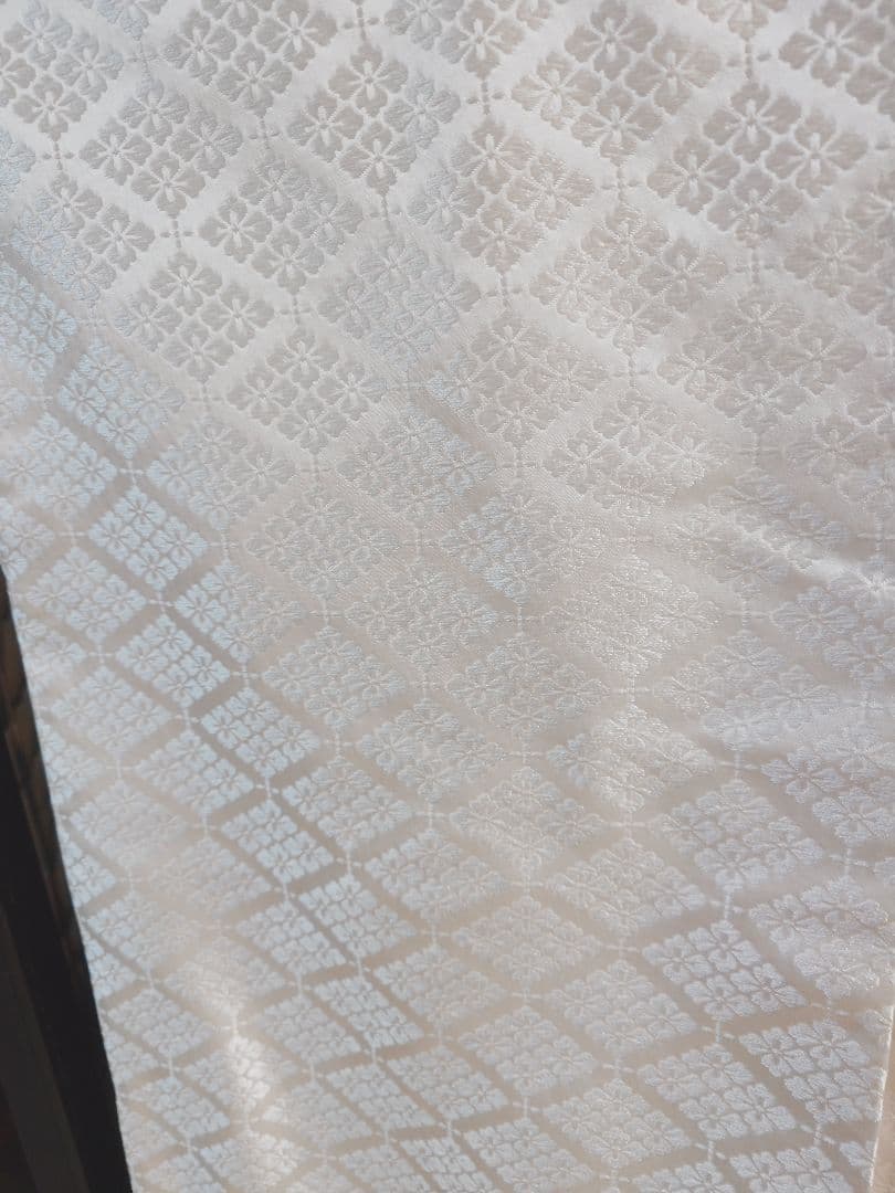 白無垢 絹製 格子模様唐織