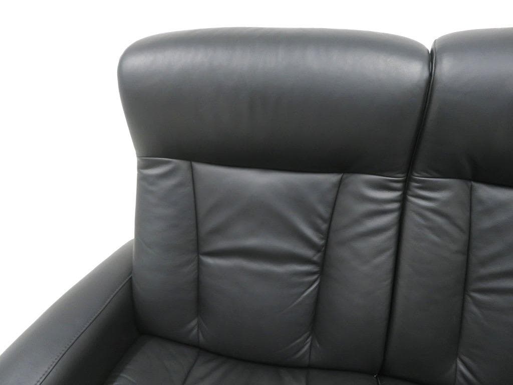 展示品　シモンズ　フィヨルド　総本革　レザー　ラブソファ　2人掛けソファ