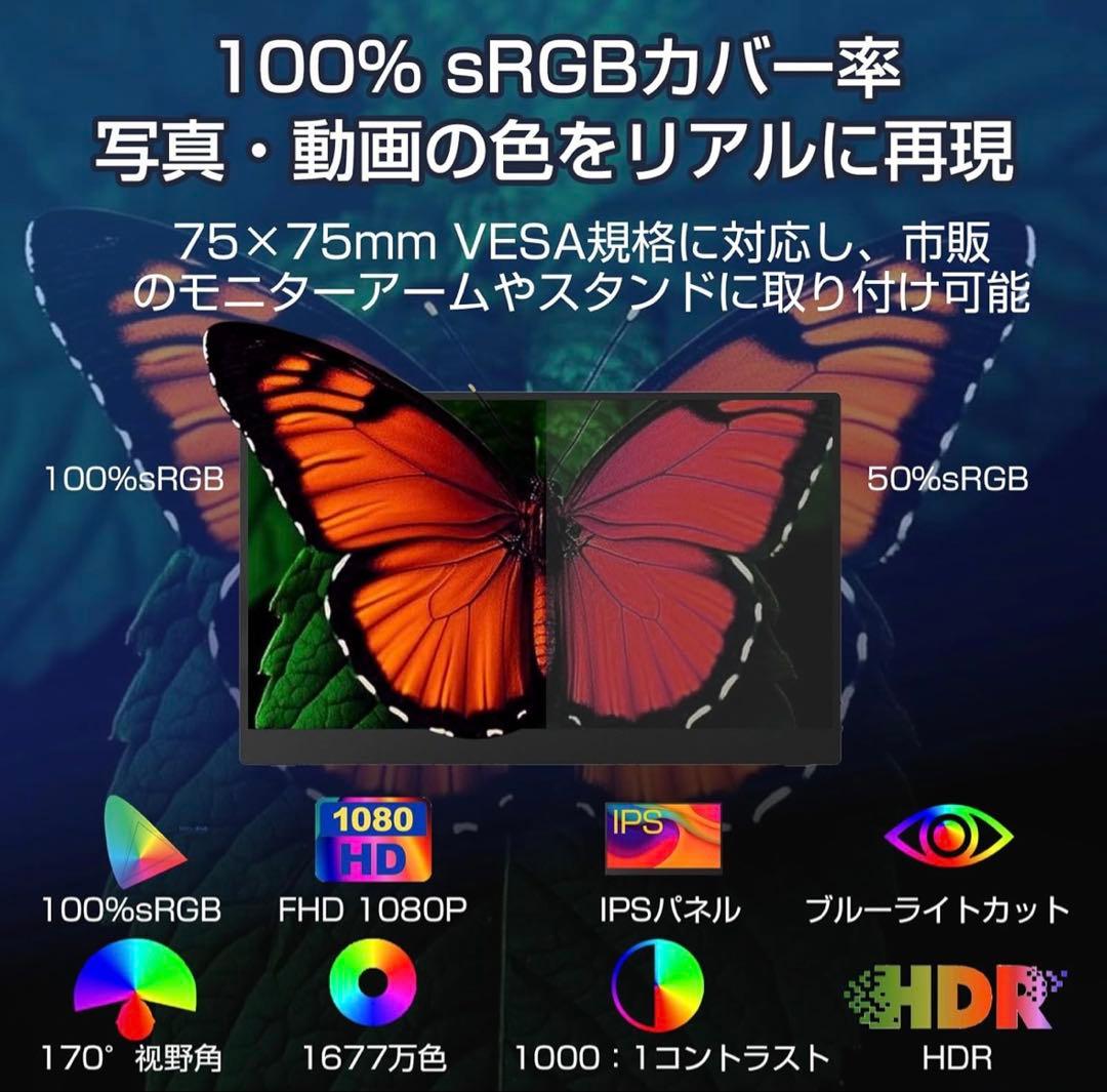 モバイルモニター 15.6インチ VESA モバイルディスプレイIPS FHD
