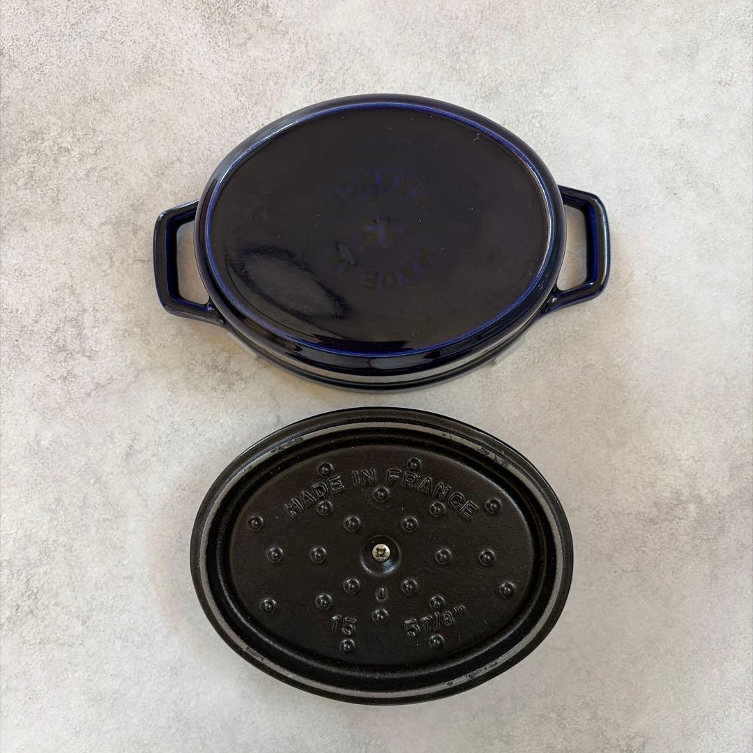 【美品】ピコ・ココット オーバル 15cm グランブルー Staub ストゥーブ