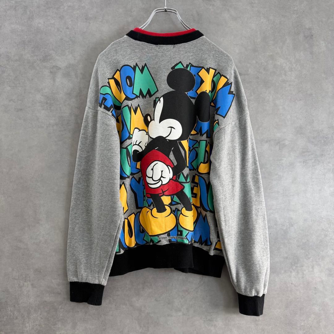 90s ヴィンテージ Disney ミッキー スウェットシャツ S相当 グレー