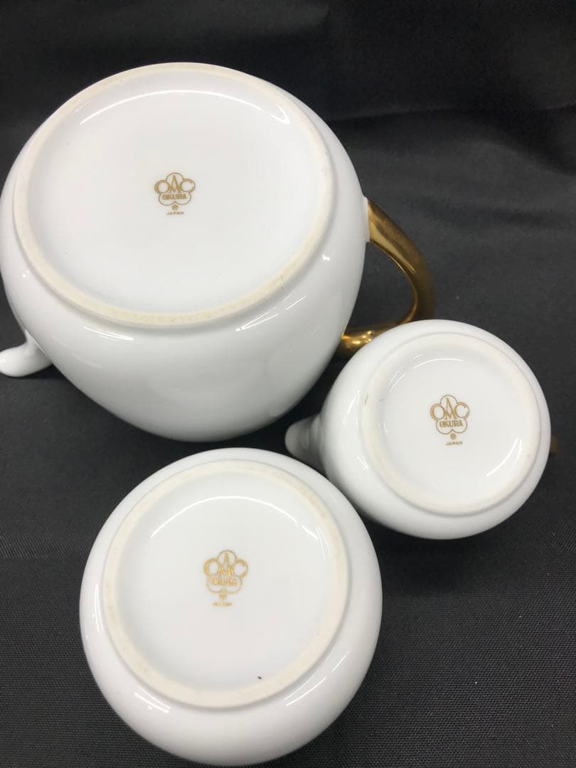 【USED】大倉陶園　ティーセット　ティーポット　クリーマー　シュガーポット