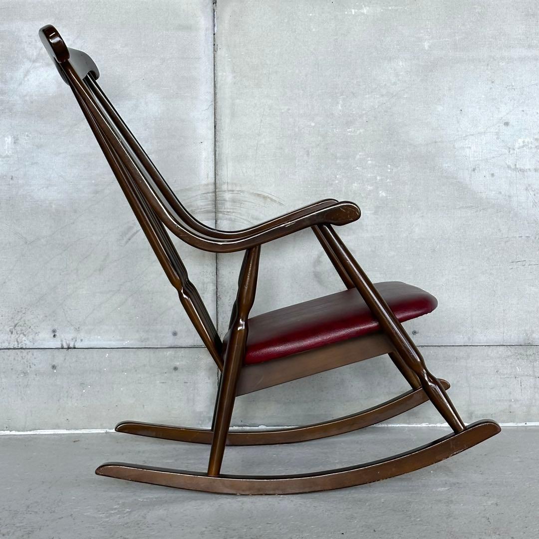 ★古家具ビンテージ★鳥取家具 木製フレーム ロッキングチェア ミッドセンチュリー