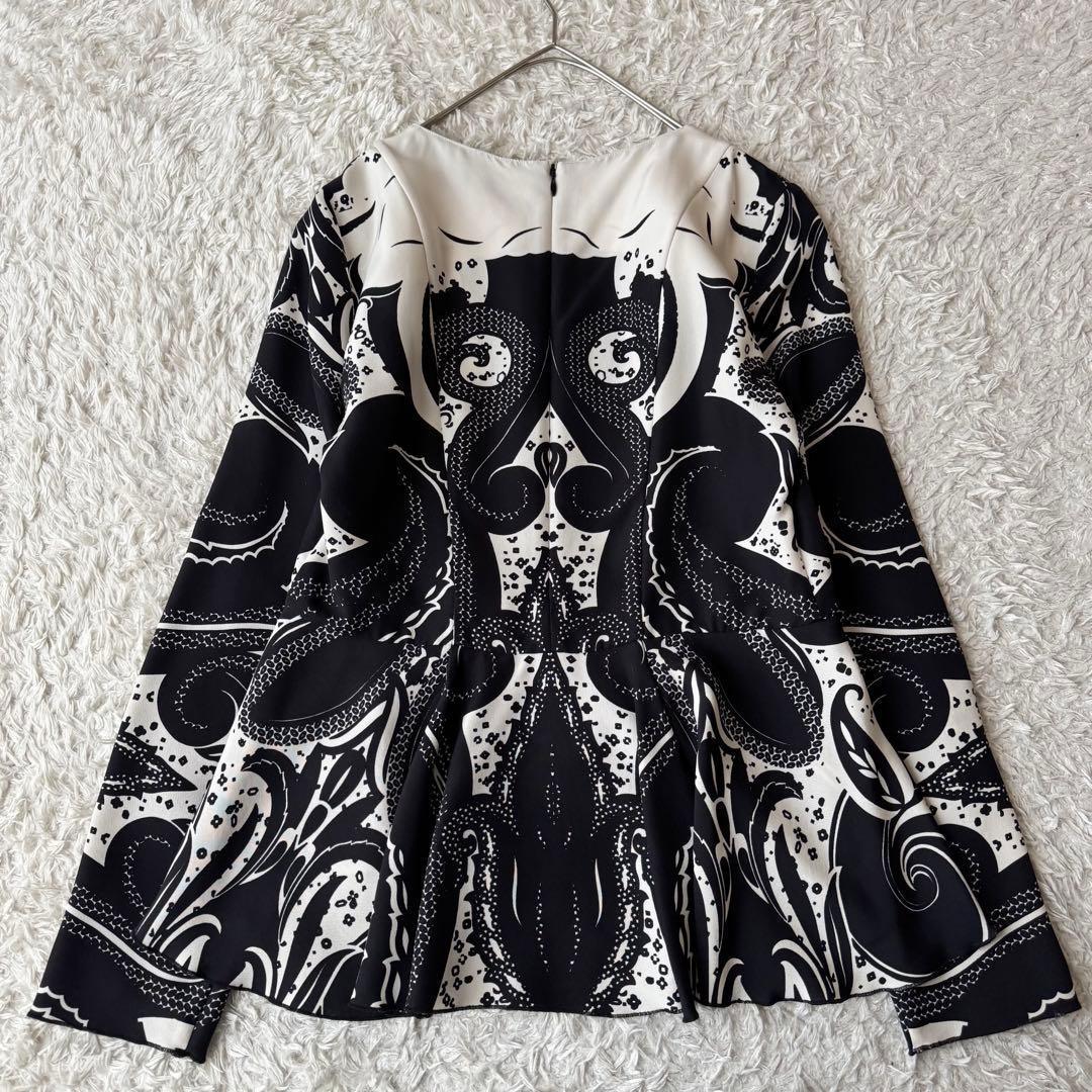 極美品 エトロ シルク ペプラム ブラウス ペイズリー フレア ジップ 絹 40