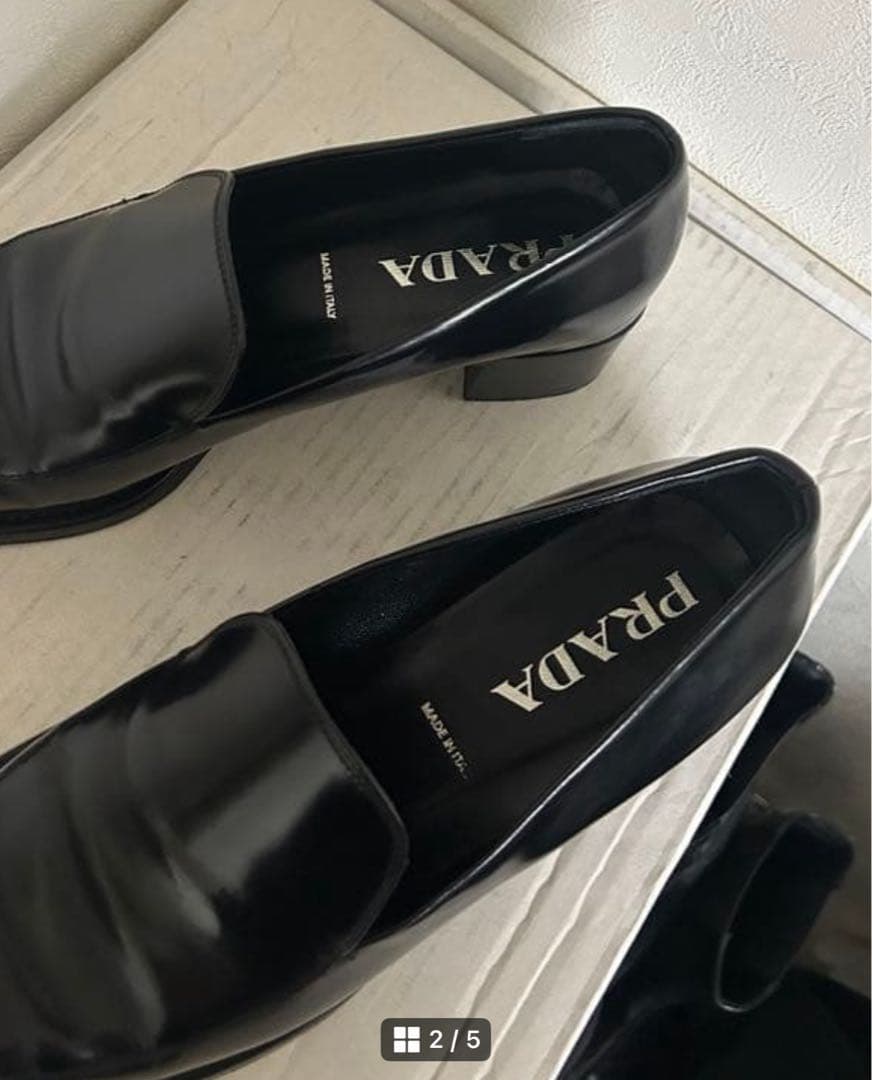 PRADA ブラック ローファー パンプスデザイン　ヒール　バレエシューズ　39