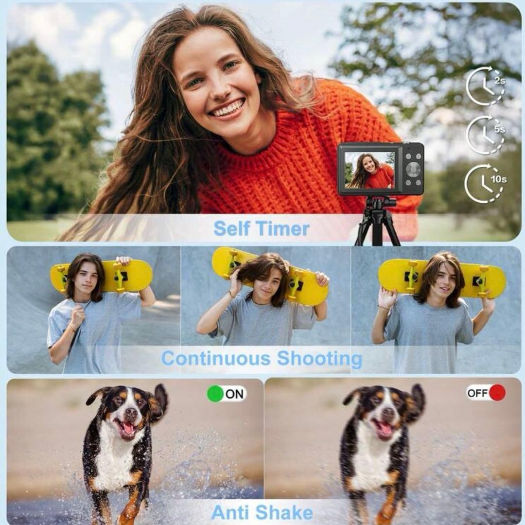 【新品】　黒4400MP FHD 1080P コンパクトデジタルカメラ❣️付属品有