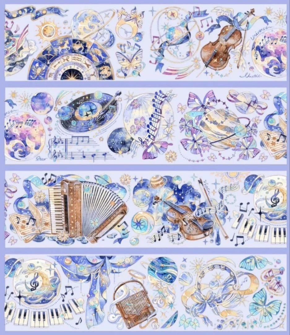 巻売 280★ 海外 マスキングテープ マステ PET 装飾 蝶 音楽 虹光