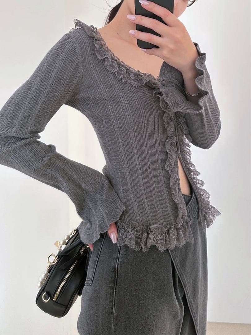 Sustainableフリルニットプルオーバー