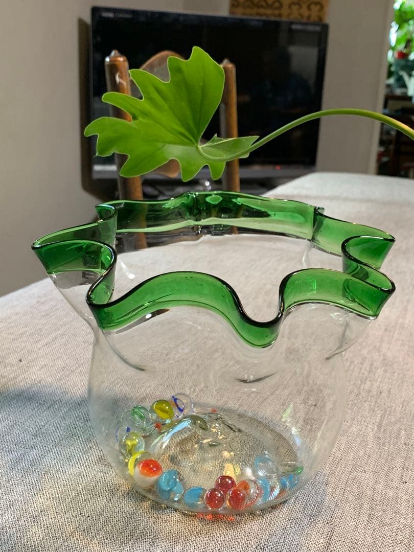 大正　レトロ　金魚鉢　美品　吹きガラス