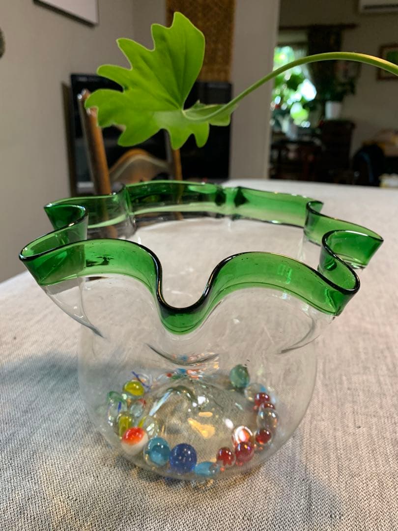 大正　レトロ　金魚鉢　美品　吹きガラス