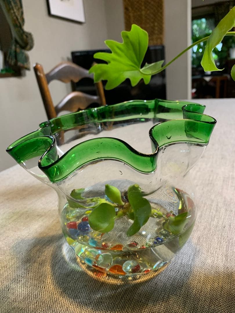 大正　レトロ　金魚鉢　美品　吹きガラス