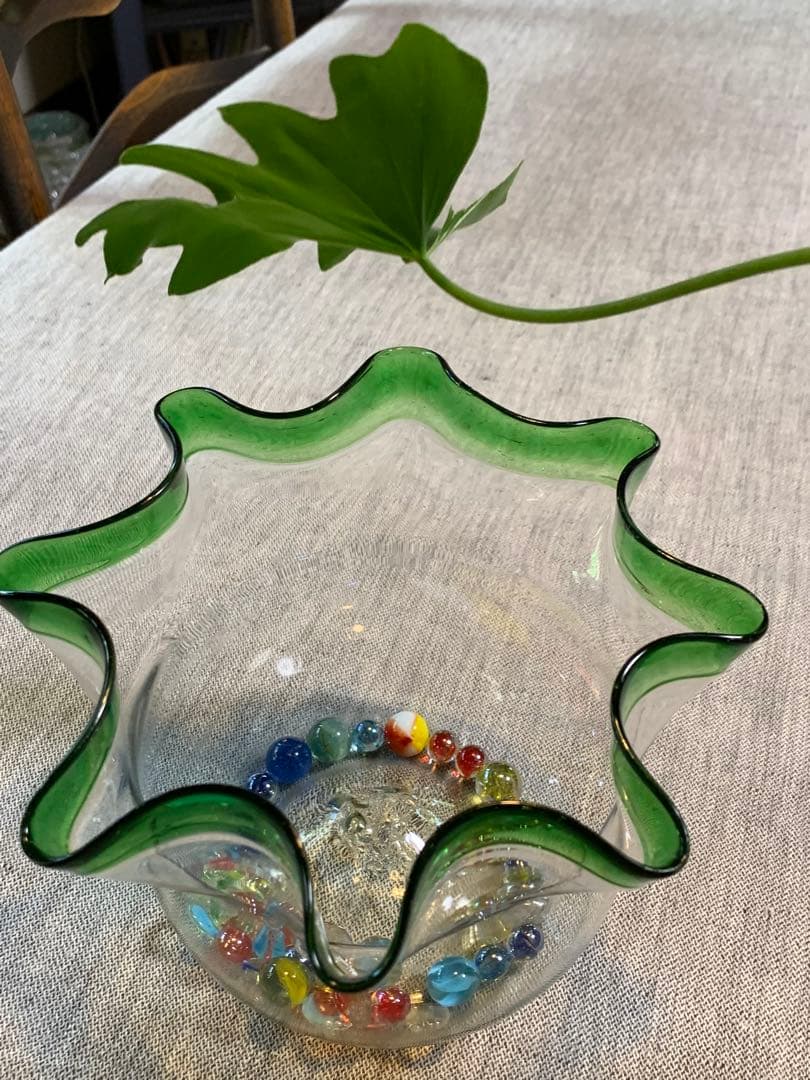 大正　レトロ　金魚鉢　美品　吹きガラス