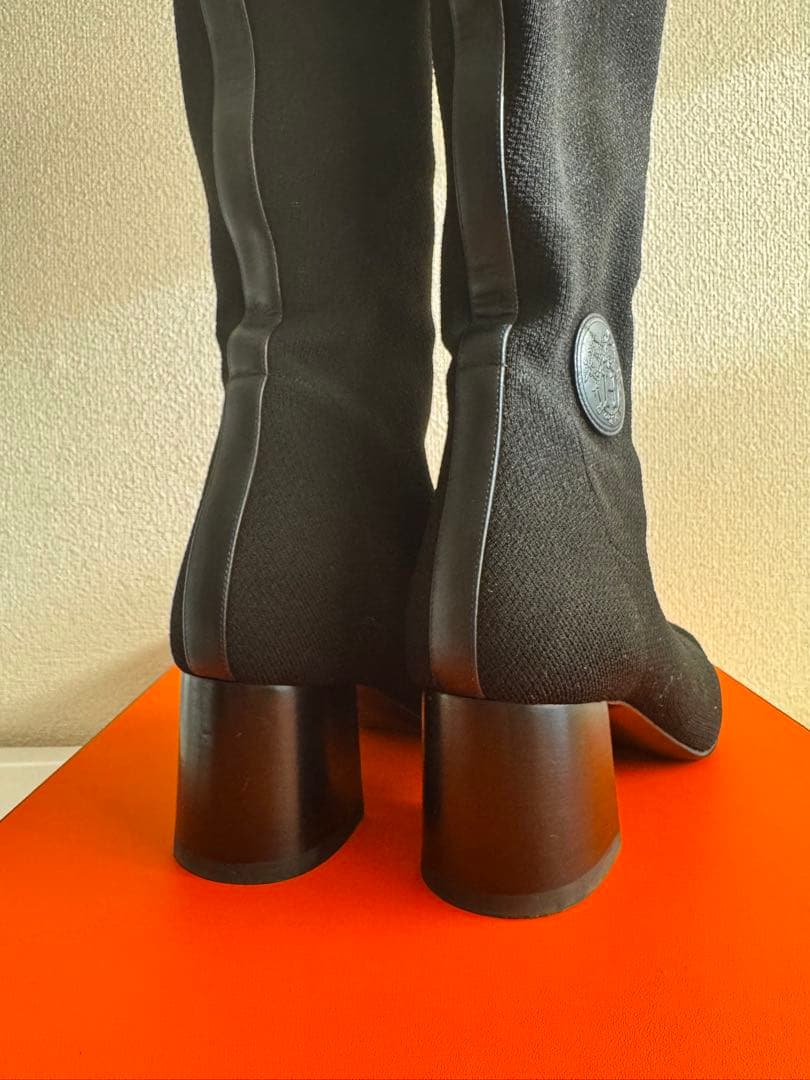 正規店裏張済 HERMES エルメス フォンテーヌ 60 ニット ロングブーツ