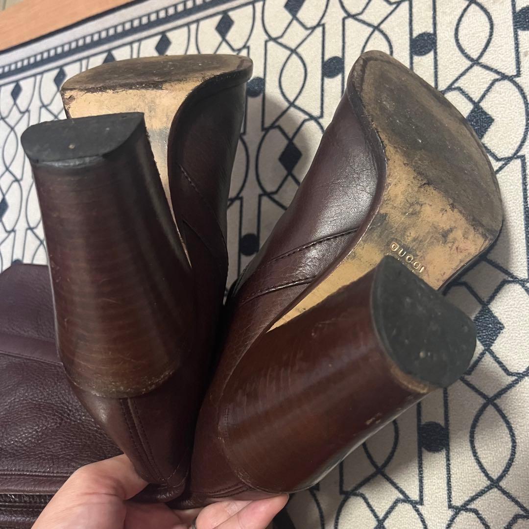 年末お値下げ！グッチ　ブラウン レザー ロングブーツ