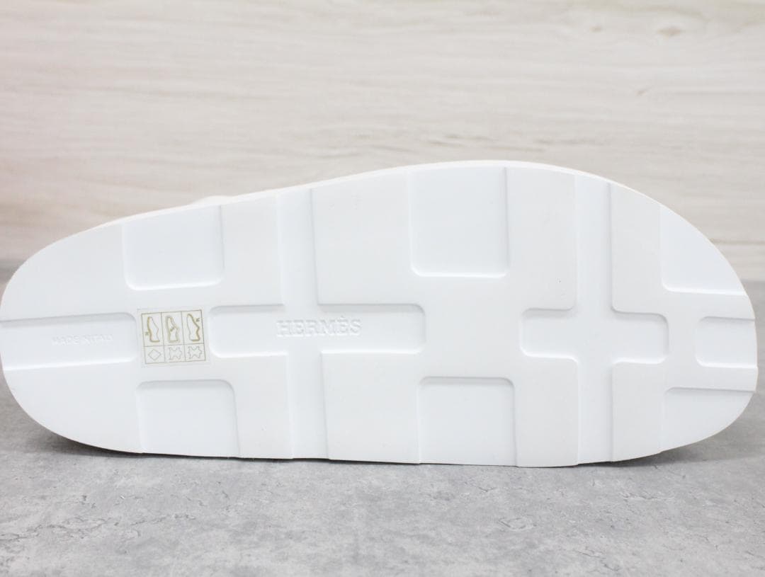 ▲未使用 エルメス エニド レザー サンダル ホワイト39 約25.5㎝