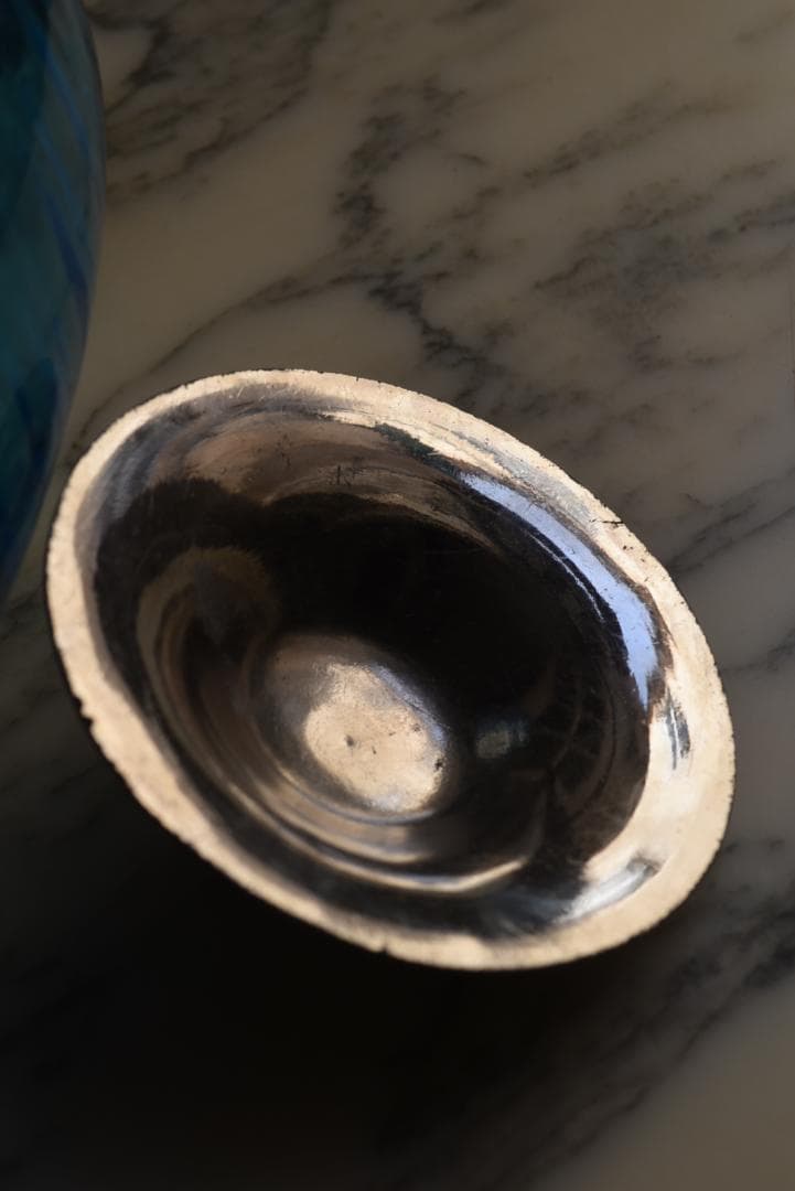 訳有　フランスアンティーク 青いガラスのボンボ二エール・ビスケットジャー