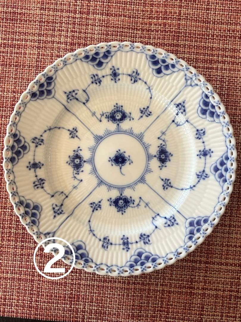 ロイヤルコペンハーゲン・ブルーフルーテッド フルレース　19cm プレート3枚