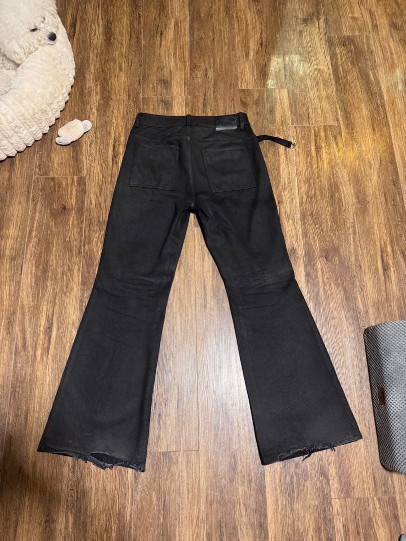 パンツ strapped flare oil pants M