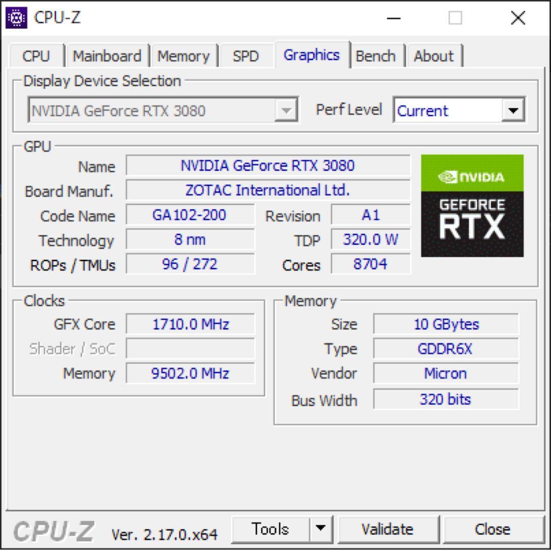NVIDIA GeForce RTX 3080（ZOTAC製）